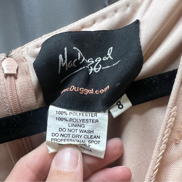 New Mac Duggal 9064 Sequined V Neck Sheath Blush Pink Sleeved Maxi Formal dress - Picture 6 of 17